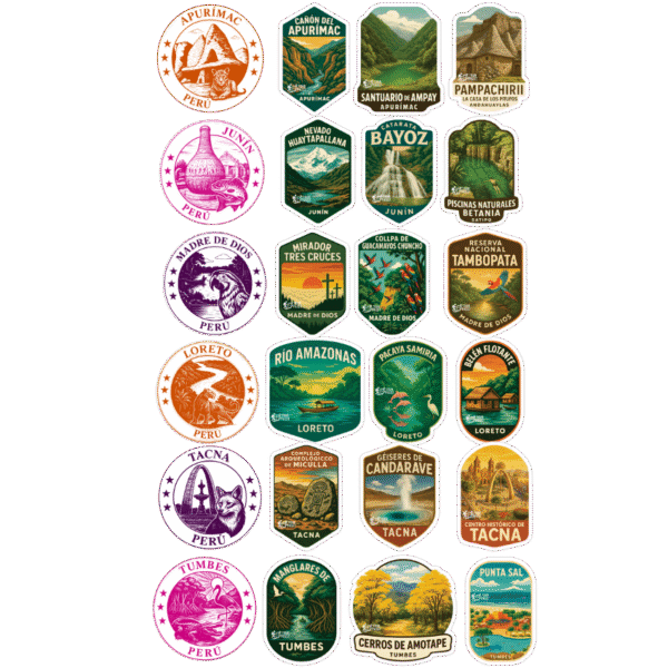 2 EcoPack Aventura - (3 stickers + 1 transparente) (Apurímac, Junín, Loreto, Madre de Dios, Tacna, Tumbes)
